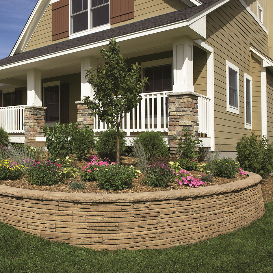 Flagstone Curved Garden Bed