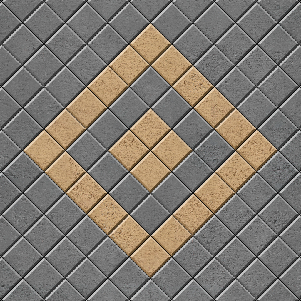 Paving Pattern | 45 Stack Bond with Contrasting Diamond Inlay