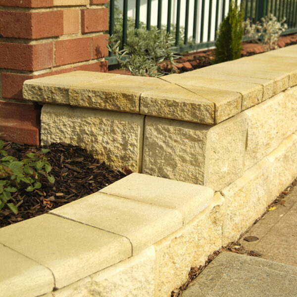 Aussie Block Retaining Wall & Cap - Oatmeal