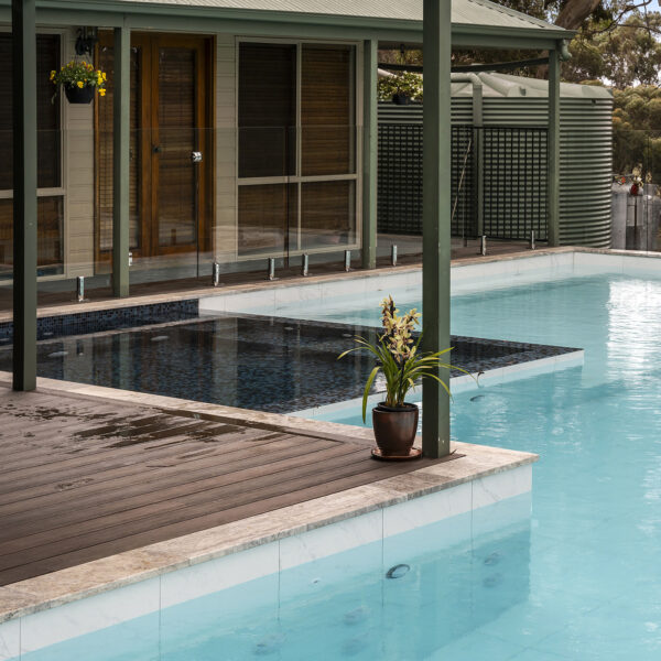 Silver Travertine Pool Coping - SA Pools