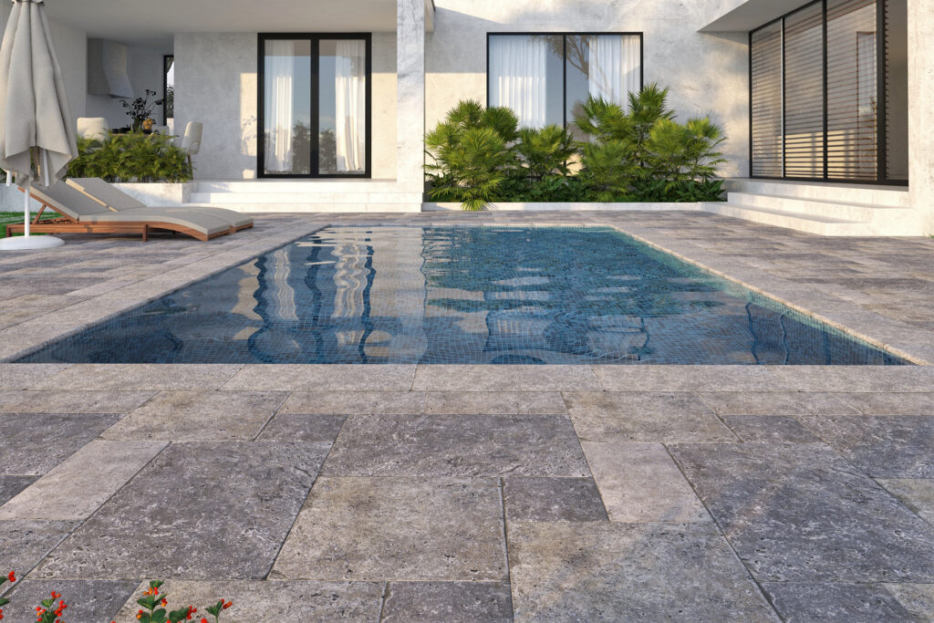 Silver Travertine Pool Pavers