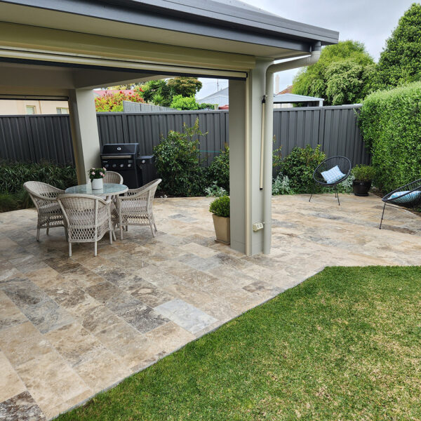 Oyster Travertine Tile 600x300 | Alfresco paving | TPT Mt Gambier