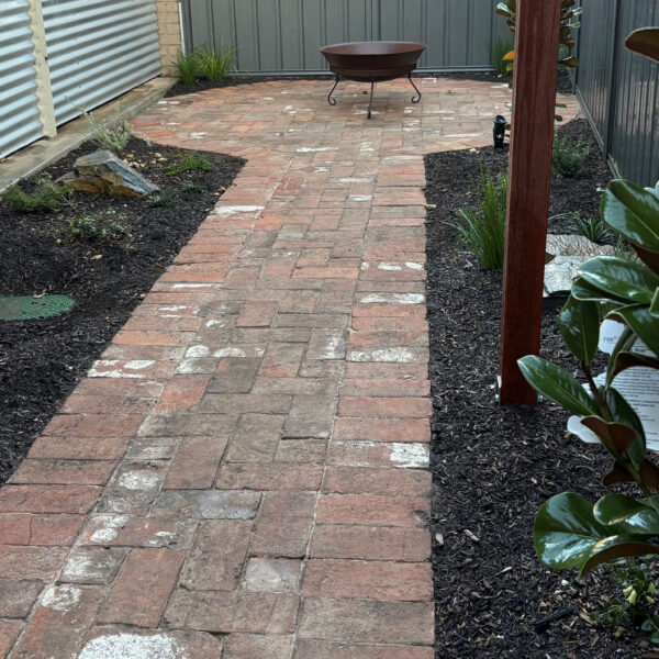 Rustic Old Red Brick Pathway