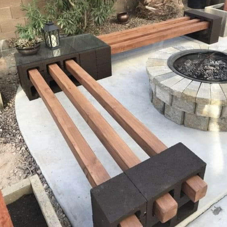 Grey Block seating and firepit