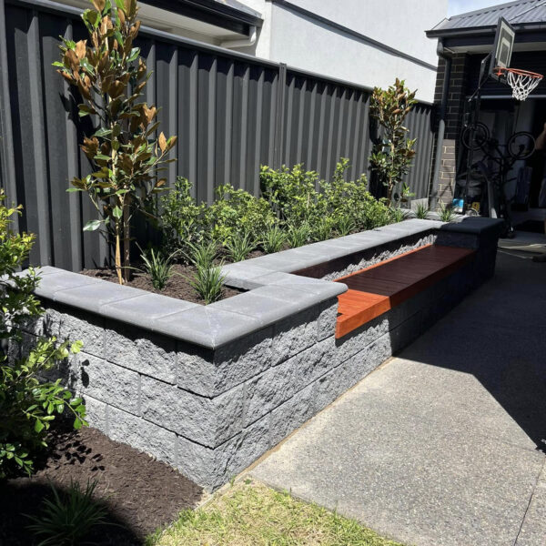 Easy Wall Garden Wall with seating Charcoal | Rosewall Landscaping