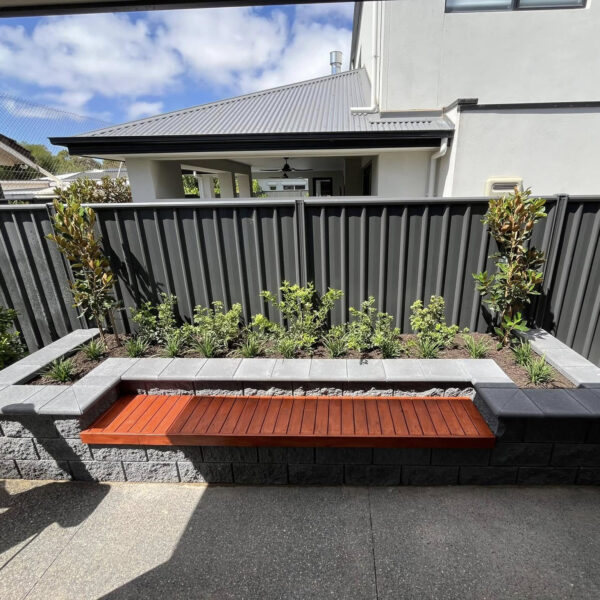 Easy Wall Garden Wall with seating Charcoal | Rosewall Landscaping1