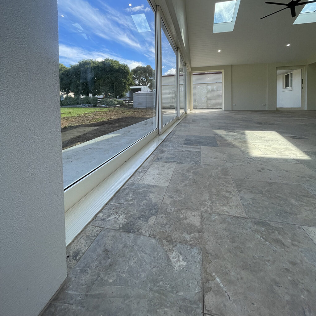 Silver Travertine Tile Floor | Built By Scanlon