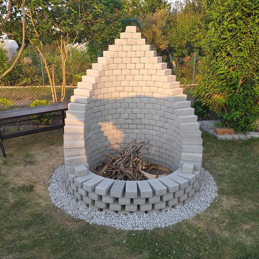 Brick raised fire pit