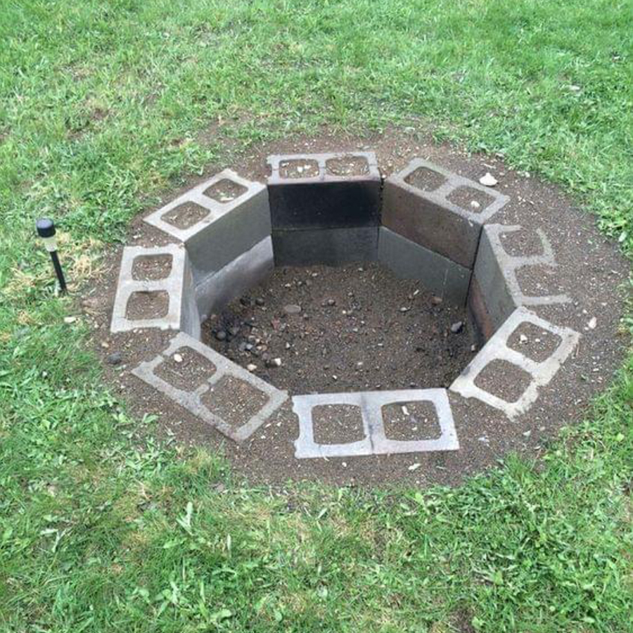 Grey Block inground fire pit