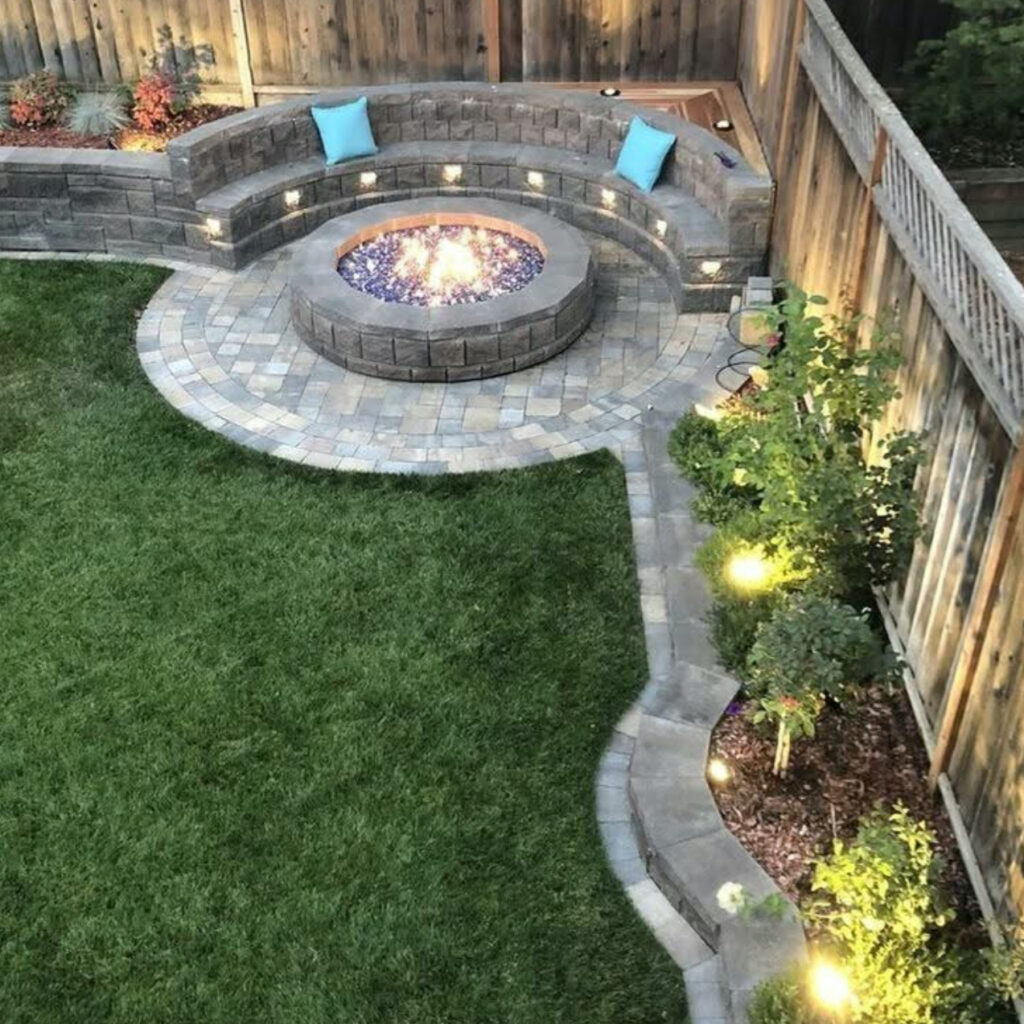 Raised garden wall fire pit