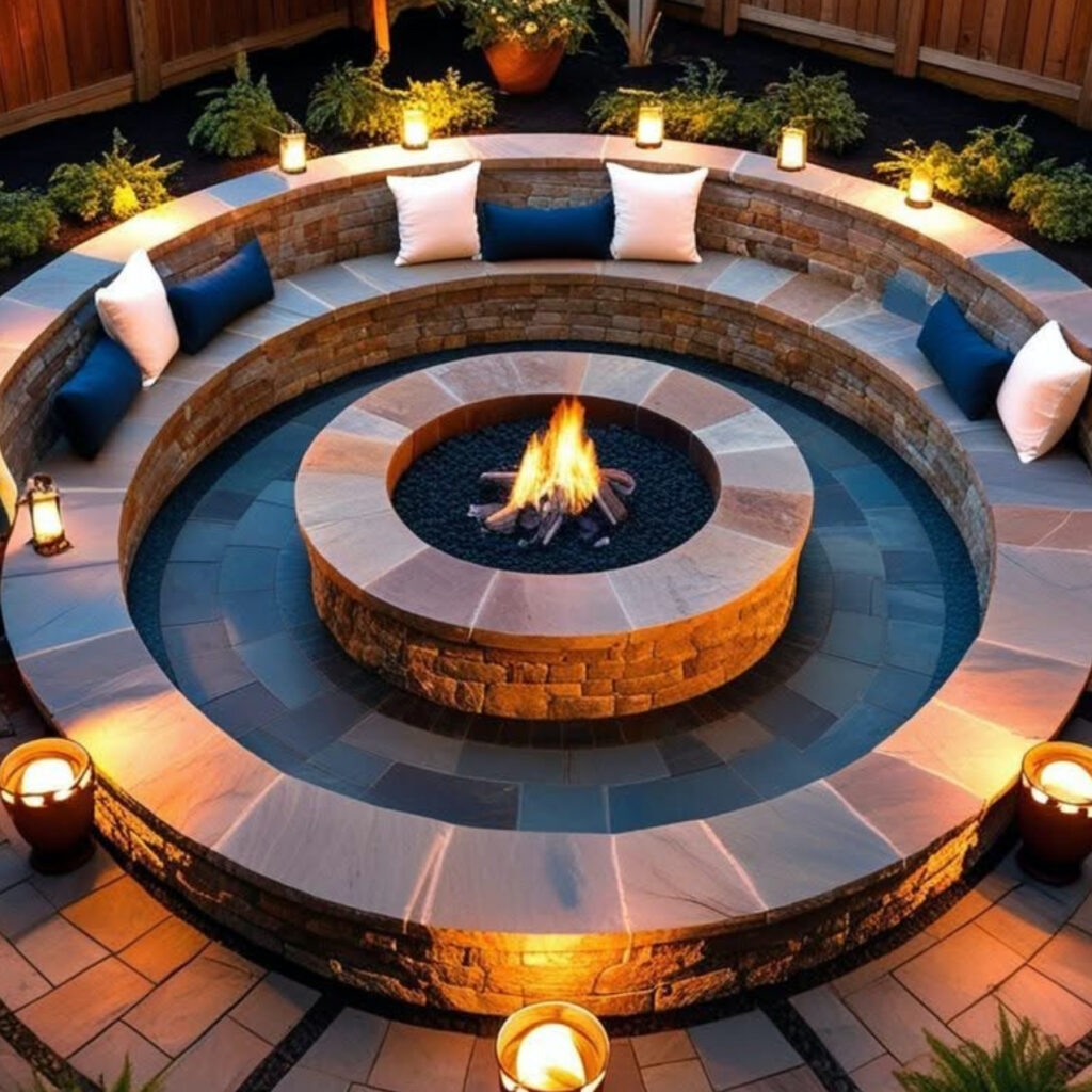 Raised garden wall firepit